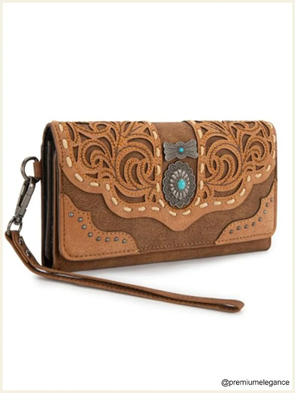 Tri-Fold Vegan Leather Wristlet Wallet with RFID Blocking